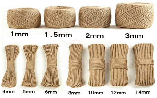 Hemp cord of many sizes