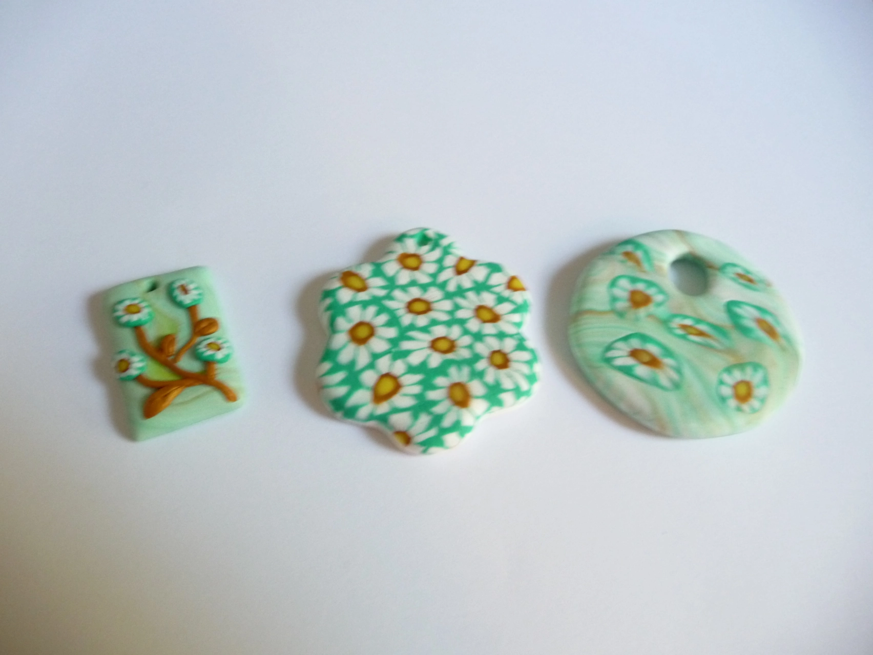 Clay flower pendants