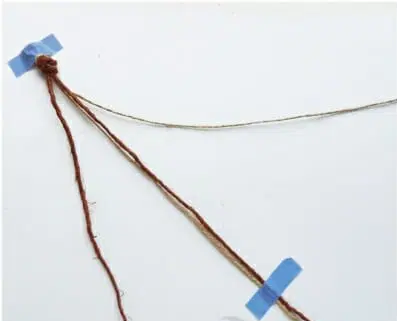 Hemp cord taped to hard surface